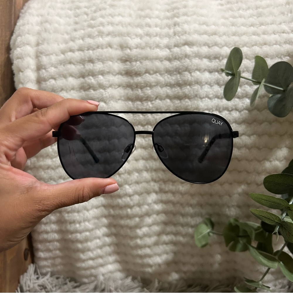 Quay Black Aviator Sunglasses